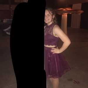 Sequin Hearts Two Piece Burgundy Formal Dress